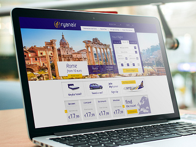 Ryanair website and branding concept airlines branding logo webdesign