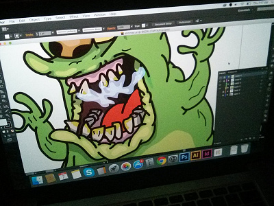 Sicker WIP art design ghostbusters green illustration monster print slimer sticker web