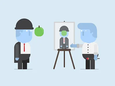 Magritte tribute 2d art character design fireplace gif magritte surrealism vector