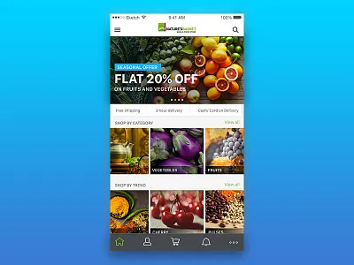 Nature's Basket- Redesign app daily ui design flat illustrations ios mobile natures basket sketch ui ux vector