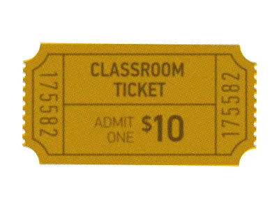 Would You Buy A Ticket to Your Lesson? color overlay din halftone screen k 12 education ticket