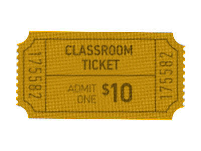 Would You Buy A Ticket to Your Lesson? color overlay din halftone screen k 12 education ticket