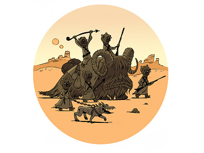 Tusken Raiders 02 2d character characterdesign drawing drawstarwars illustration ink photoshop starwars starwarsart starwarsfanart tuskenraider