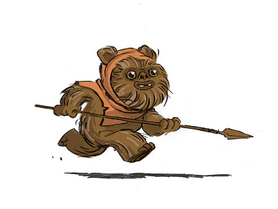 An Ewok 2d character characterdesign drawing drawstarwars ewok illustration ink photoshop starwars starwarsart starwarsfanart