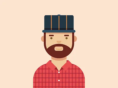Selfie flannel guy hat illustration