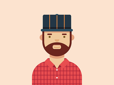 Selfie flannel guy hat illustration