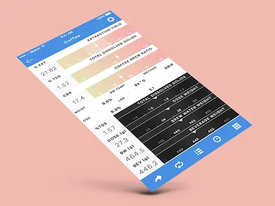 VST Coffee Tools App coffee coffee app coffee tools flat design gradient refractometer app tab bar ui ux vst