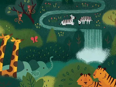 Another Noah's Ark thingy animals bible stories elephant giraffe jungle monkey nature noahs ark outdoors tiger waterfall zebra