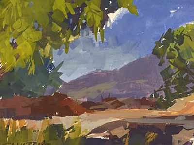 BreakTime environment gouache painting plein air sketch