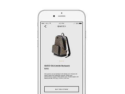 Gucci Product Screen backpack gucci interface iphone ui user interface ux