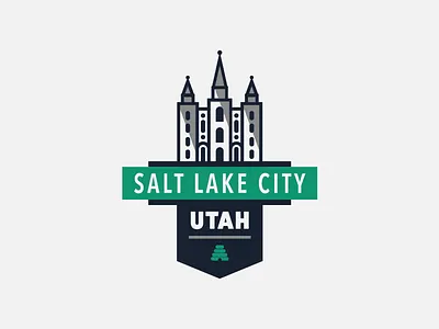 SLC, Utah Badge badge building flat icon illustration illustrator line icon logo salt lake city typography utah vector