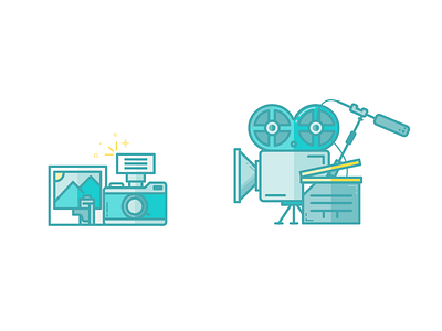 Amateur to Pro camera film flat icon illustration movie photo slideshow vector video