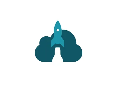 Rocket In The Clouds icon design logo concept