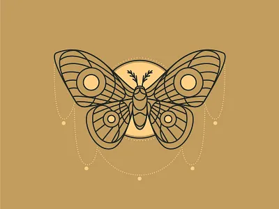 Mystical Party Moth monoline moth night party shapes vector