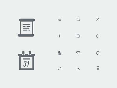 Iconography calendar cervo document grey icons notification sketch ui