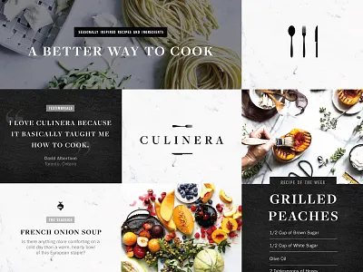 Culinera Style Tile black brand branding cooking food identity kitchen logo marble monochromatic moodboard white