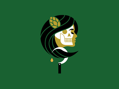 Hops Harvest hops lady sickle skull vector