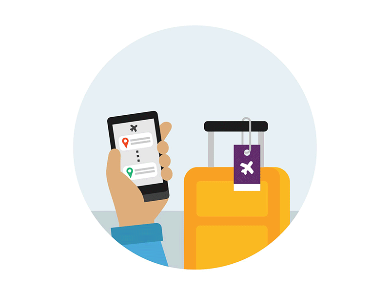 Airport smartphone animation airplane animated gif map phone suitcase swipe