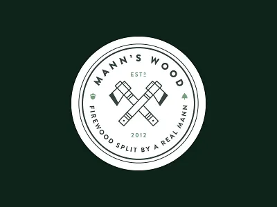Mann's Wood Logo axe badge geometric illustration logo lumberjack minimal
