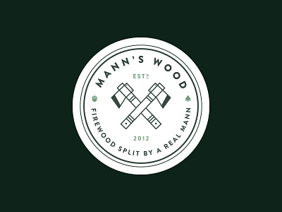 Mann's Wood Logo axe badge geometric illustration logo lumberjack minimal