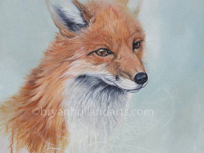 Shift animal fox oil paint painting plant realism red