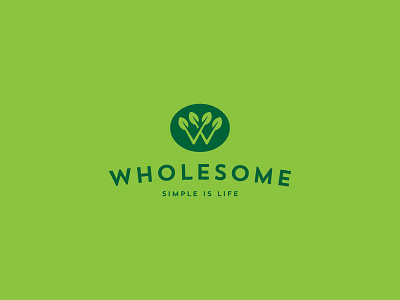 Wholesome food leaf life logo organic simple w