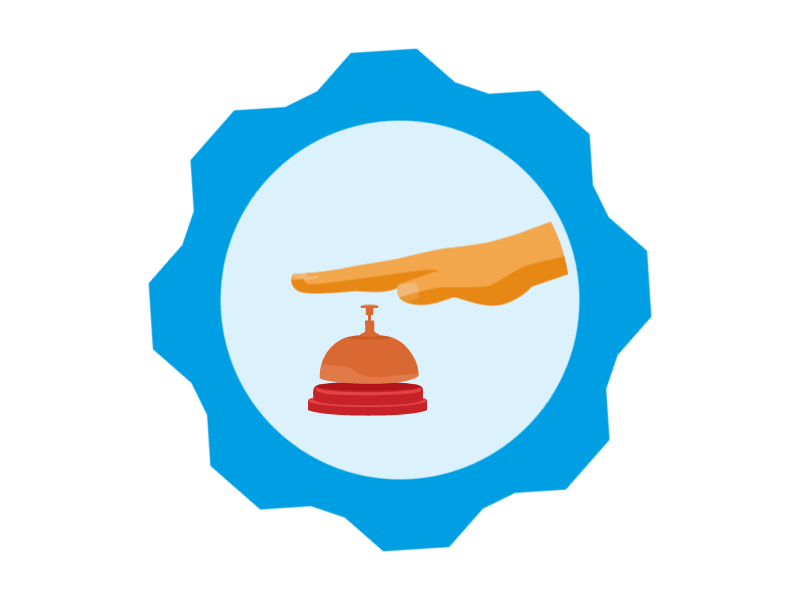 Attentive And Accountable Icon accountable attentive bell blue hand hospitality icon