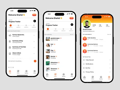 SpeakEase - Language Learning Mobile App app design education app education mobile application education mobile ui design interactive learning language app language learning app learning learning app learning platform mobile mobile app ui progress tracking speaking mobile app speaking practice ui ui ux design ux vocabulary