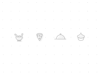 Bakery icons bread cupcake grey pizza plate