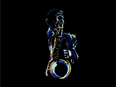 jazz strokes digital painting illustration illustrator jazz saxophone vector wacom