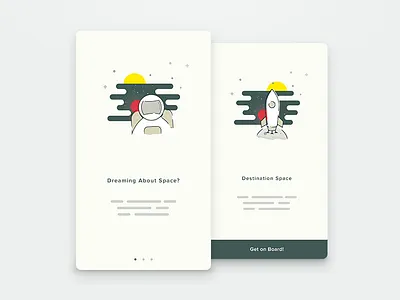 Onboarding android intro screen ios mars moon onboard onboarding planet rocket space spaceman ui