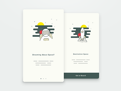 Onboarding android intro screen ios mars moon onboard onboarding planet rocket space spaceman ui