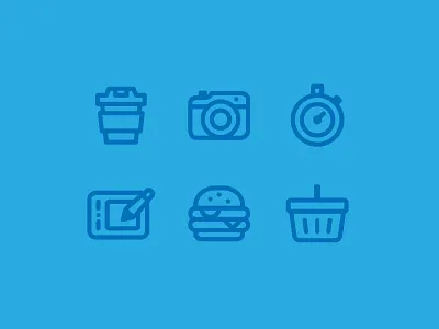 random icons burger camera coffee icon icons shop stopwatch wacom