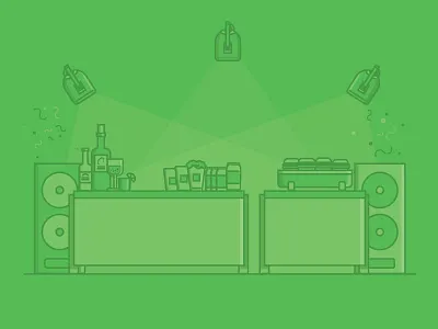 Party Burgers beer booze burgers illustration lights music party speakers wine