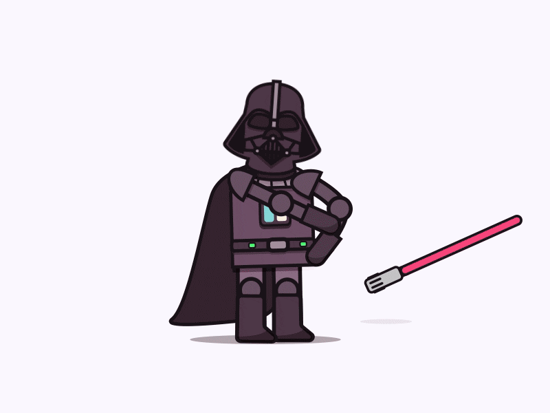 Use the Force Darth. character rig darth vader flat vector lightsaber rubberhose star wars vector walk cycle