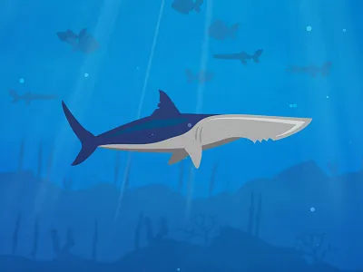 Shark Knife 2d cartoon coral reef fish illustration knife seafood shark steak knife under the sea underwater vector