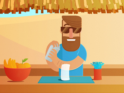 Barista bar barista barman bartender beach fruits illustration shake shaker summer vector