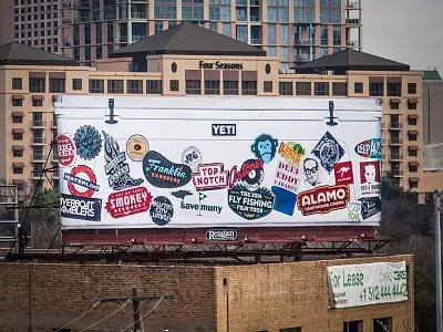 Yeti Billboard 512 ad advertisement austin big billboard collage local stickers texas yeti