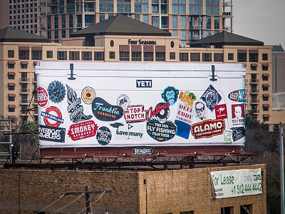 Yeti Billboard 512 ad advertisement austin big billboard collage local stickers texas yeti
