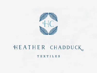 Heather Chadduck Textiles indentity leaf logo nature textiles typography water color