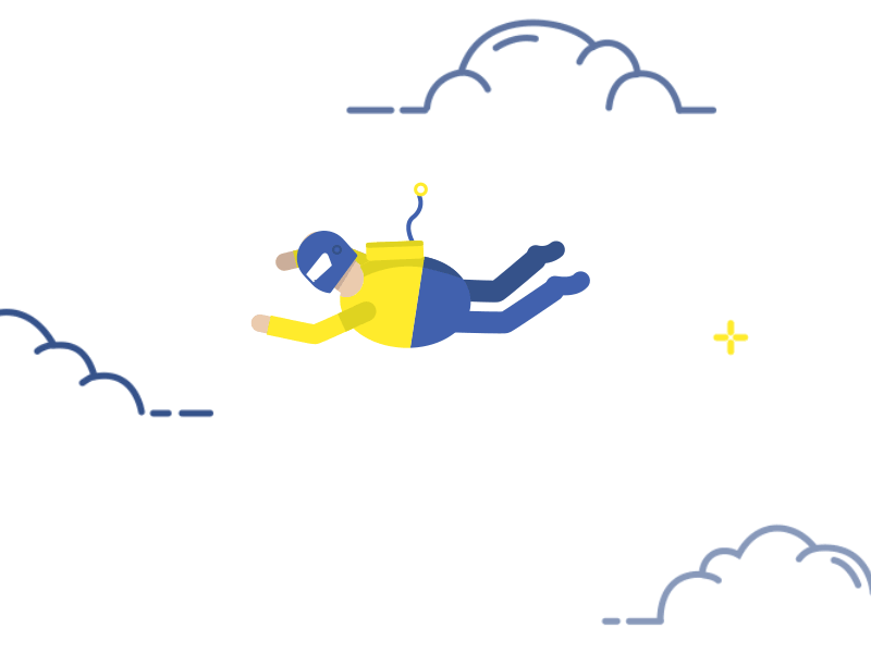 Sky Diver 2d animation character gif leviticus motion design rubberhose sky diver