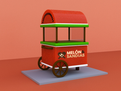Cantaloupe & Watermelon Ice Cream cantaloupe cart cinema4d cream food ice illustration normal wa3d
