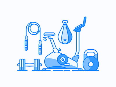 Fitsession 02 dumbell exercise bike gym kettle bell punching ball skipping rope upright bike