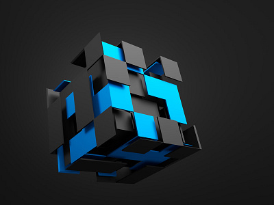 Abstract 3d render 3d abstract abstraction background black chaotic cube dark futuristic geometric render shape