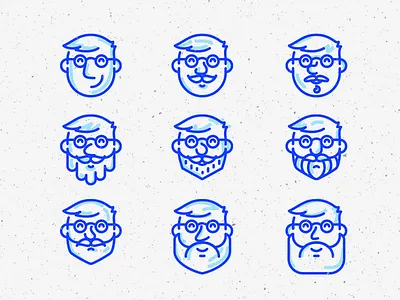 Faces app line beard blue faces icon pack ios icons smile