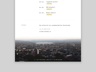Footer Design. Made with Love. apercu apercu mono contact dark flat footer minimalist switzerland tinystudio transition white zurich