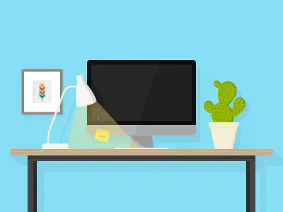 Desk cactus computer desk imac lamp