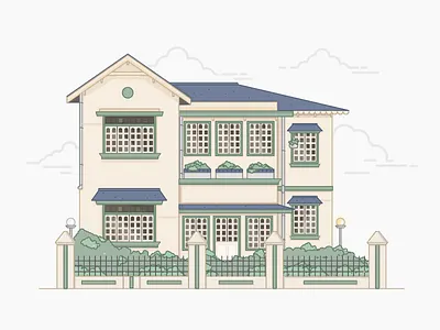 Home illustration design exterior illustration vector
