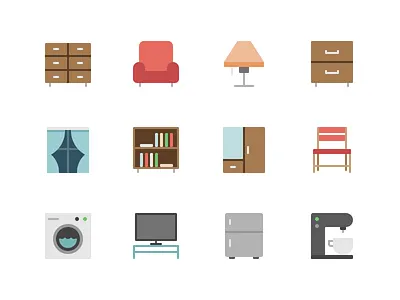 Furniture appliances chair color furniture icon icons illustration new