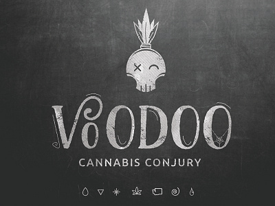 Voodoo cannabis logo magic marijuana scull tiki topical voodoo